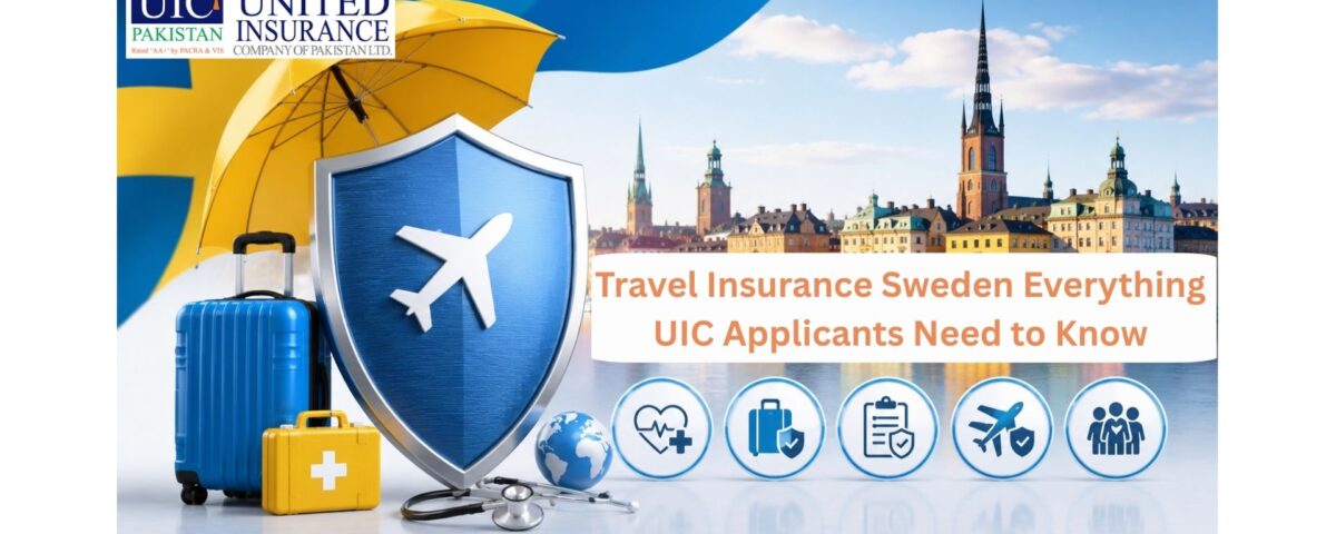 Sweden travel insurance concept with medical protection, luggage, and secure travel coverage