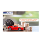 Car insurance companies in Pakistan concept with protected vehicle on modern city road scene