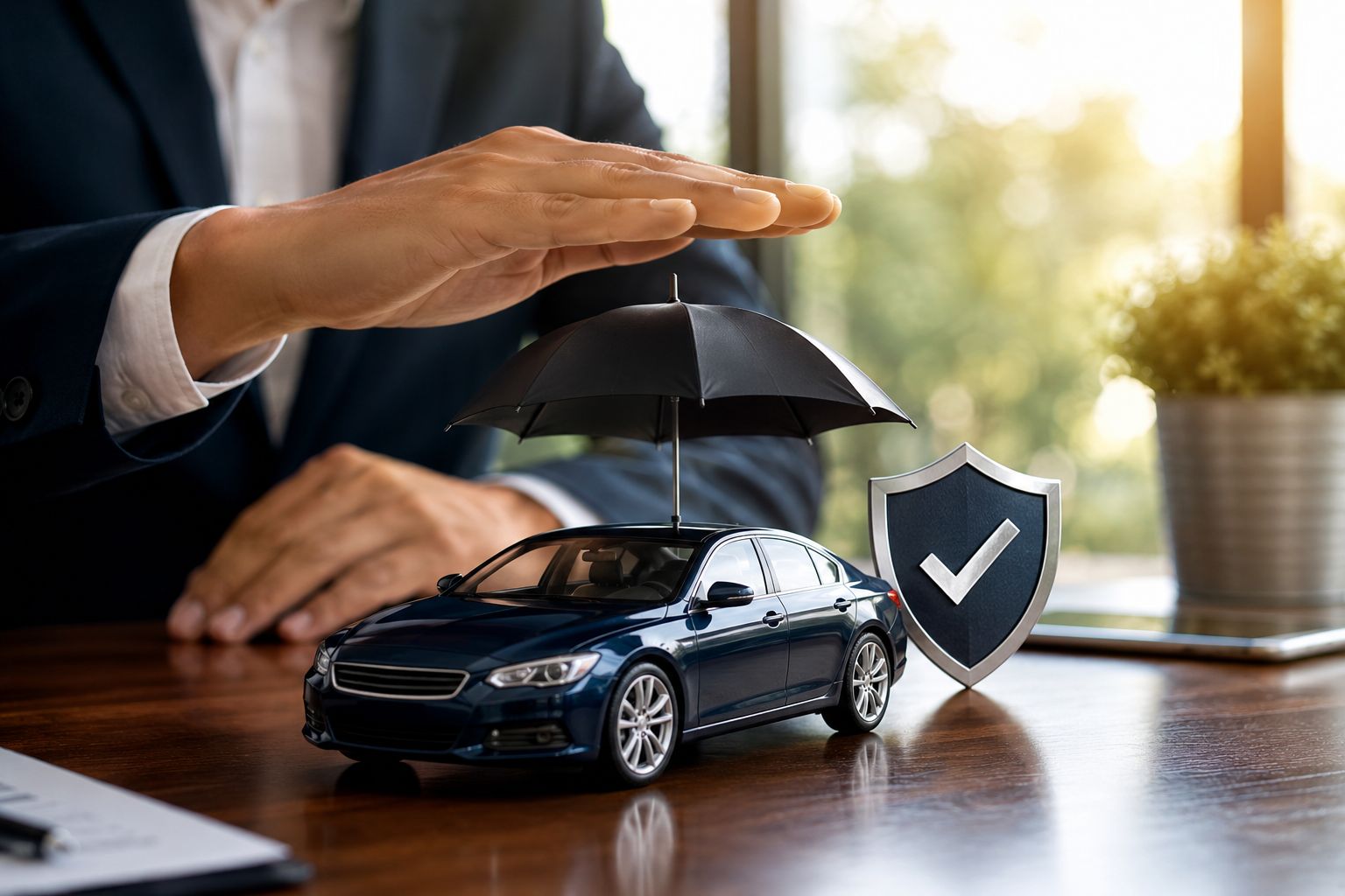 UIC car insurance companies in Pakistan, policy document and protection concept illustration